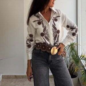 Blusa bordado chocolate