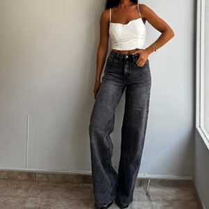 jeasn wide leg negro desgastado
