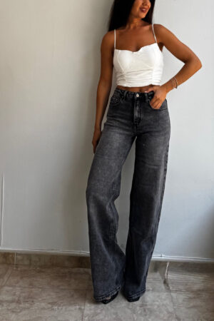 jeasn wide leg negro desgastado