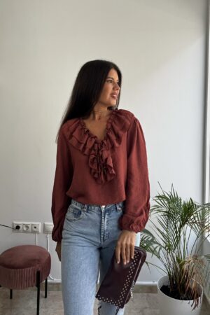 Blusa volante teja