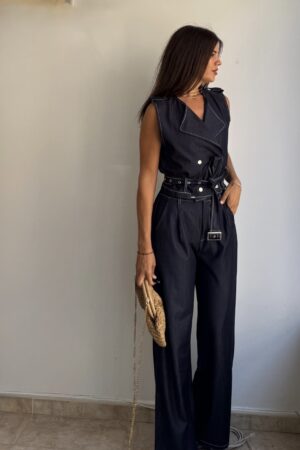 Conjunto denim de chaleco y pantalón