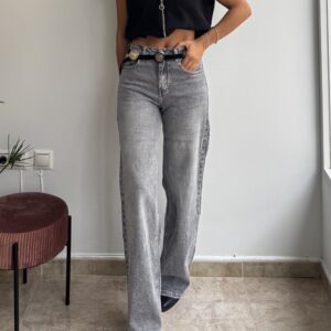 Jeans wide leg gris