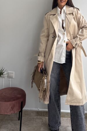 Gabardina larga beige