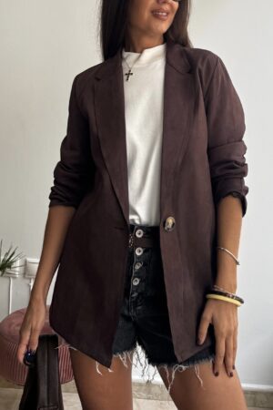 chaqueta basica antelina chocolate