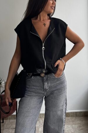 chaleco bomber antelina negro