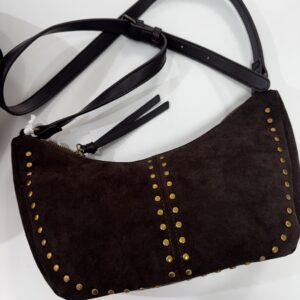 Bolso serraje café tachuelas