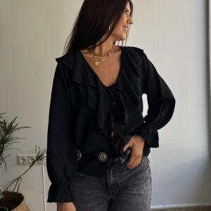 Blusa volante negra