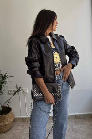 Cazadora vintage polipiel marrón