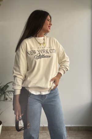 Sudadera letras color blanco roto