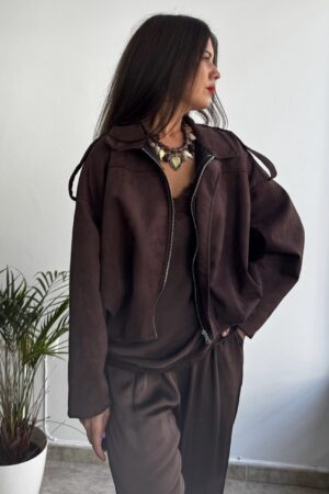 Bomber Antelina cremallera marron