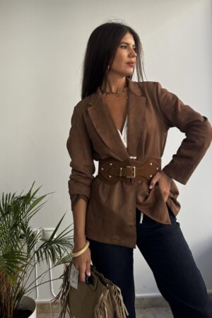 Chaqueta clásica serraje camel