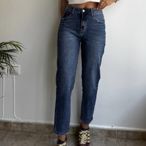 Jeans mom fit lavado oscuro