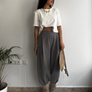 Pantalón tela balloon gris