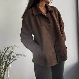 Chaqueta botones efecto ante marrón
