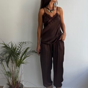 Pantalón satinado marrón