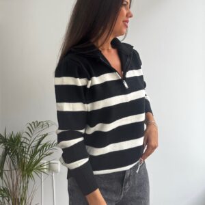 Jersey punto cremallera negro