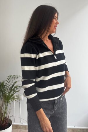 Jersey punto cremallera negro