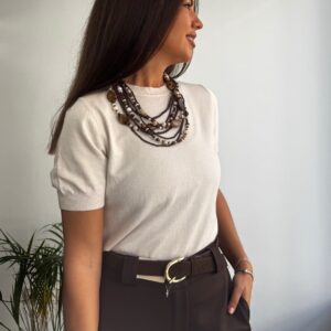 Punto manga corta beige