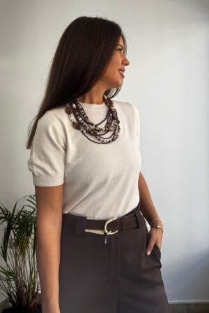 Punto manga corta beige