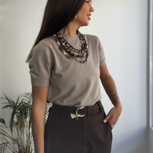 Punto manga corta taupe