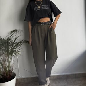 Pantalón Mom tela verde