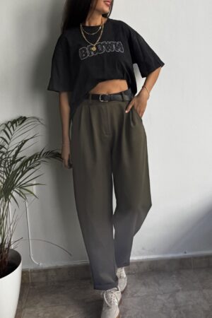 Pantalón Mom tela verde