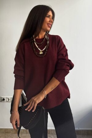 Jerséis burdeos cuello caja