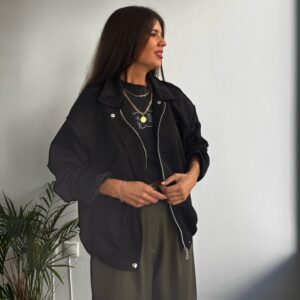 Chaqueta forrada antelina negra