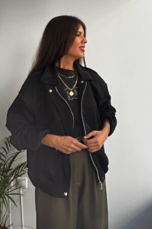 Chaqueta forrada antelina negra