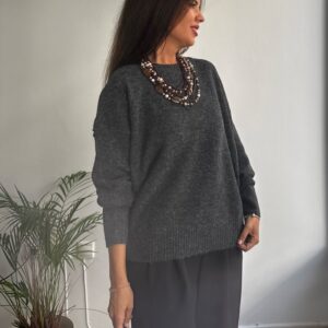 Jersey gris marengo cuello caja