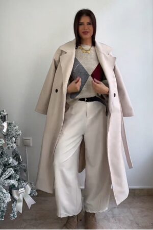 Pantalón tela baggy beige