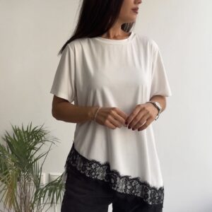 Camiseta encaje manga corta