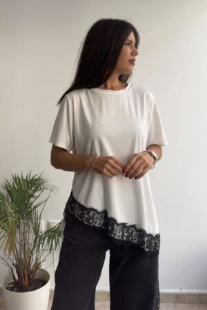 Camiseta encaje manga corta