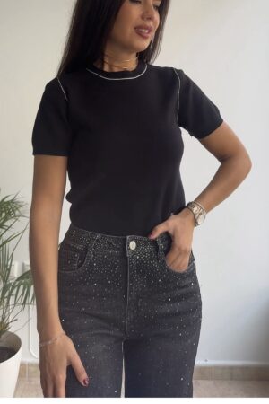 Punto manga corta negro/ blanco