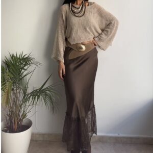 Falda encaje taupe