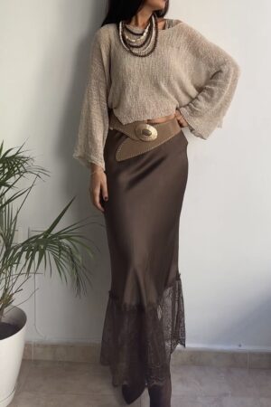 Falda encaje taupe