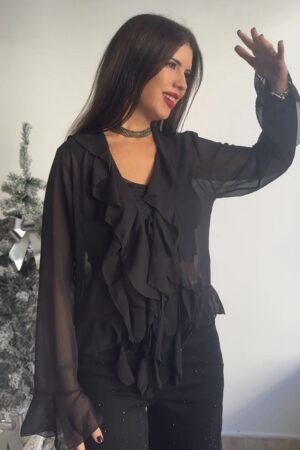 Blusa gasa lazos transparente