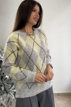 Jersey rombos amarillo/gris