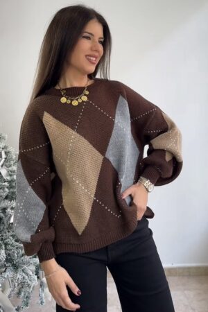 Jersey marrón rombos