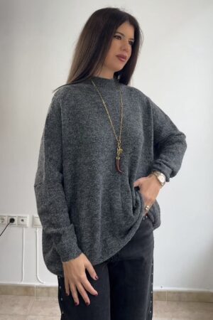 Jersey maxi gris marengo