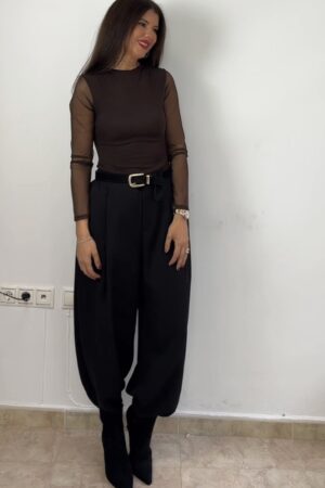 Pantalón tela balloon negro