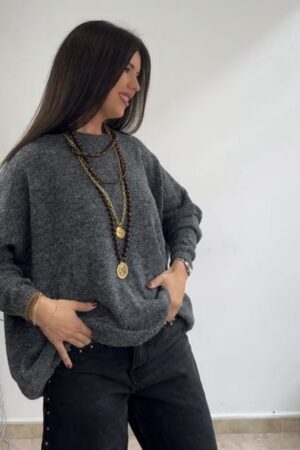 Jersey cuello redondo esponjoso oversize