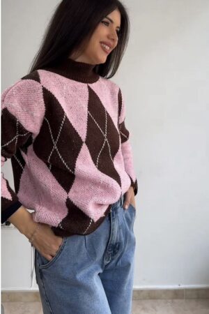 Jersey cuello rombos rosa