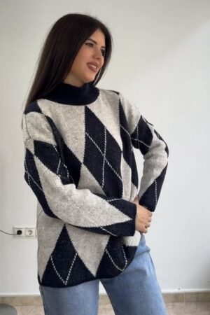 Jersey cuello rombos marino