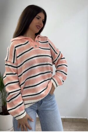 Jersey polo salmón rayas