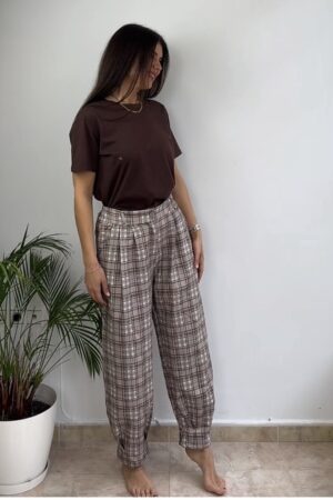 Pantalón cuadros tonos marrones