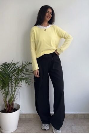 Pantalón barrel cruzado negro