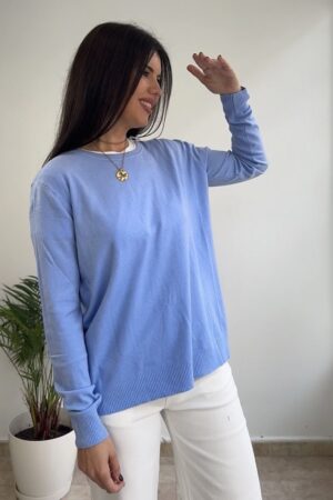 Jersey celeste punto fino