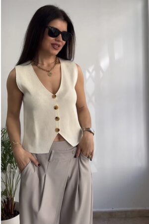 Chaleco hilo amarillo claro