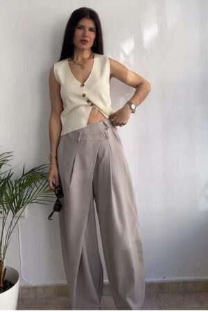 Pantalón barrel topo